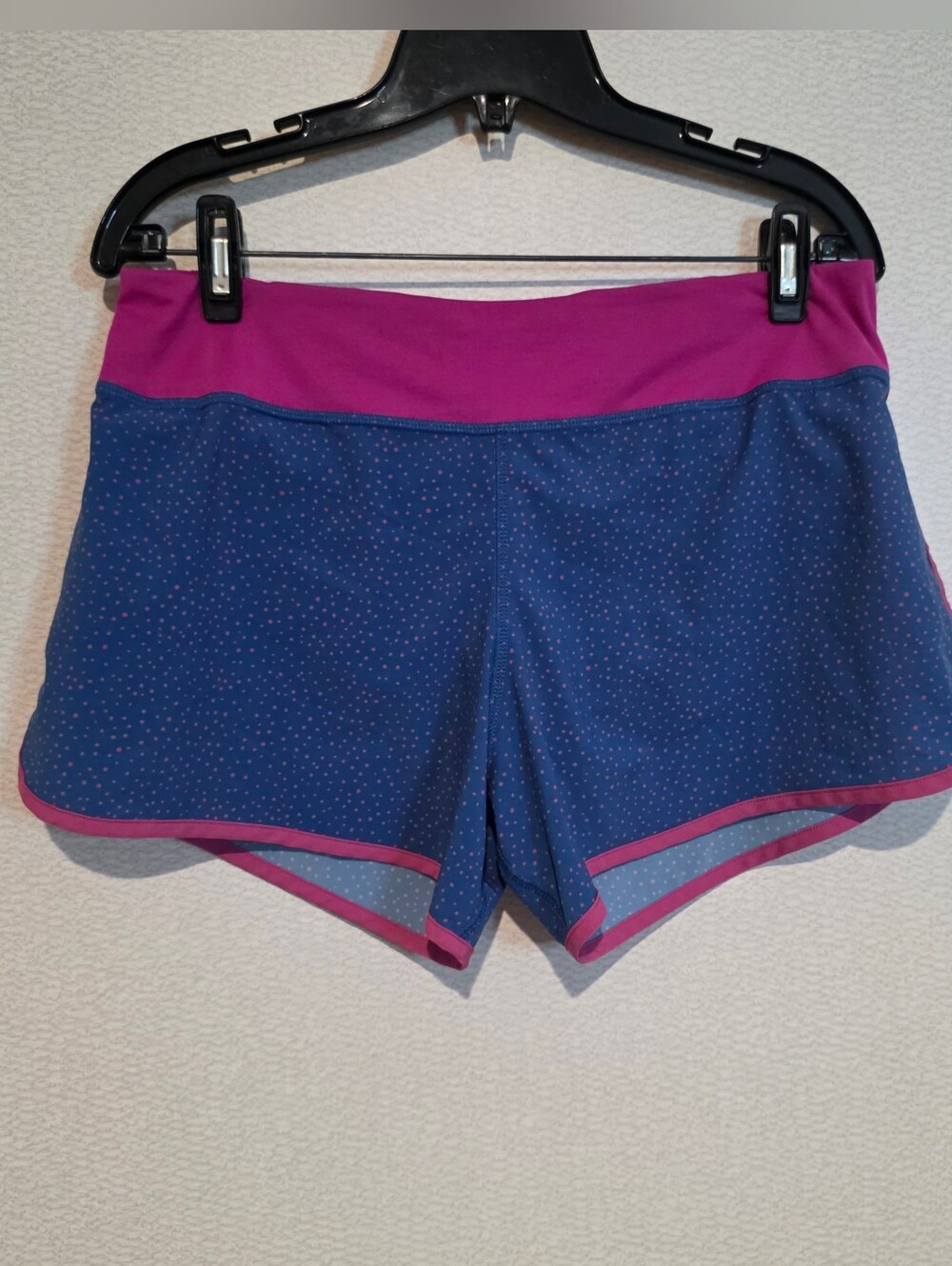 Rabbit Hopper Womens Athletic Running Shorts Large Blue Pink Polka Dot